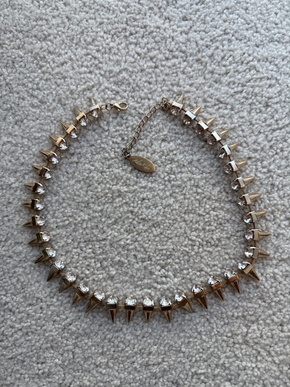 Gold Spike Crystal Choker Necklace